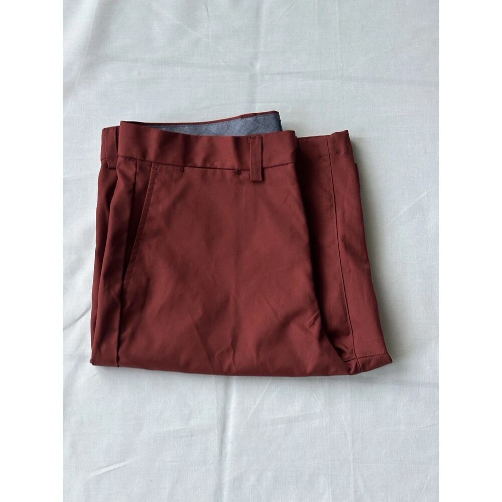 George Men's Performance Flat Front Shorts size W30"xL10" Dark Orange Pocket New
